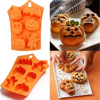 Stampo per torta in silicone di Halloween Stampo per zucca Cappello fantasma Teschio Cioccolato Stampo per teglia per alimenti Stampo per biscotti per biscotti