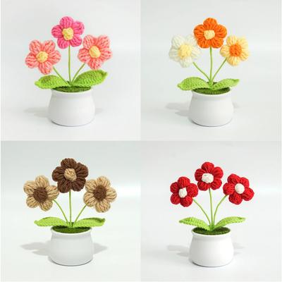 Universelle Handgestrickte Blumen Schreibtisch-Dekoration Heimdekoration Handgefertigte Gehäkelte Blumensträuße Valentinstagsgeschenk