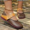 Mode Baotou Zwei Tragevarianten Einzelne Schuhe Damen Neu Frühling und Sommer Draußen Retro Flache Ballerinas Lässig Gürtelschnalle Farbblockierung Slipper