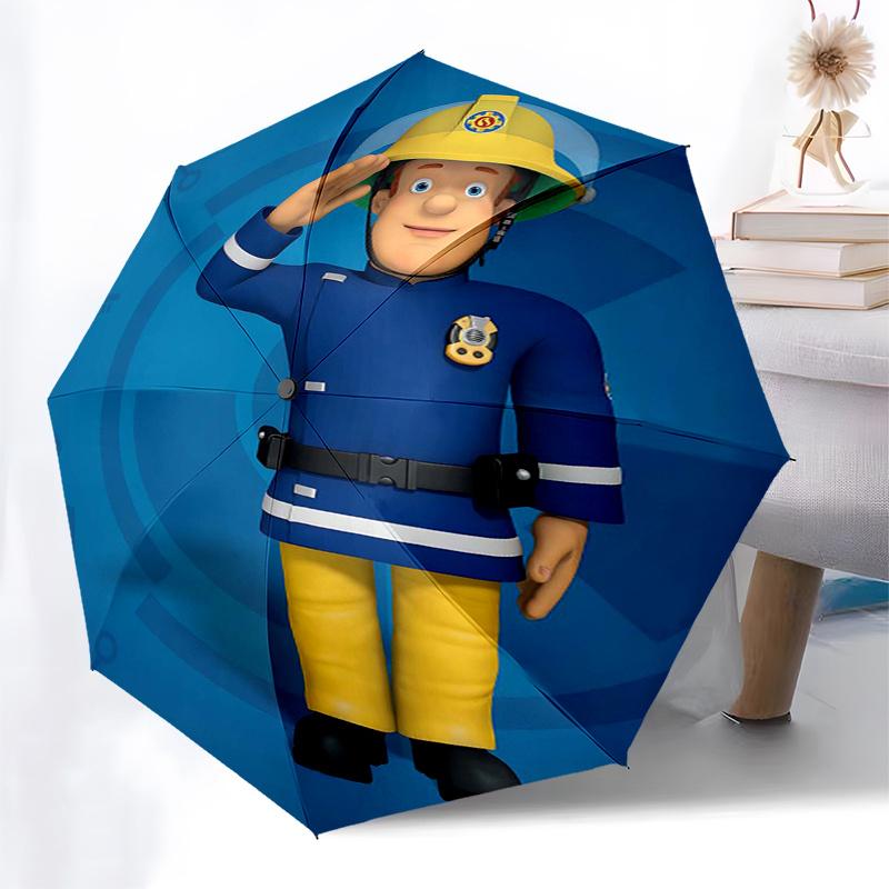 Fireman Fire Trucks Themed Travel Umbrella-8 Ribs Automatic Opening and Closing, Portable Folding Design, Compact and Stylish Umbrella Suita
