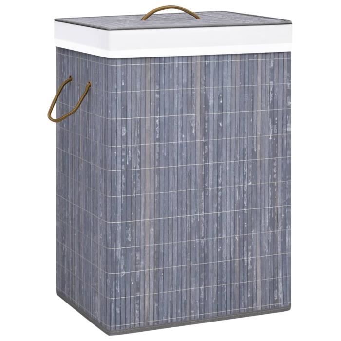 VidaXL Panier à linge avec une seule section bambou gris 320755