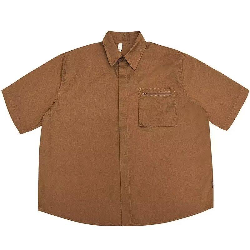 Suede Short Sleeved Shirt For Men In Summer, New American Retro Couple Half Sleeved Shirt, Loose And Trendy