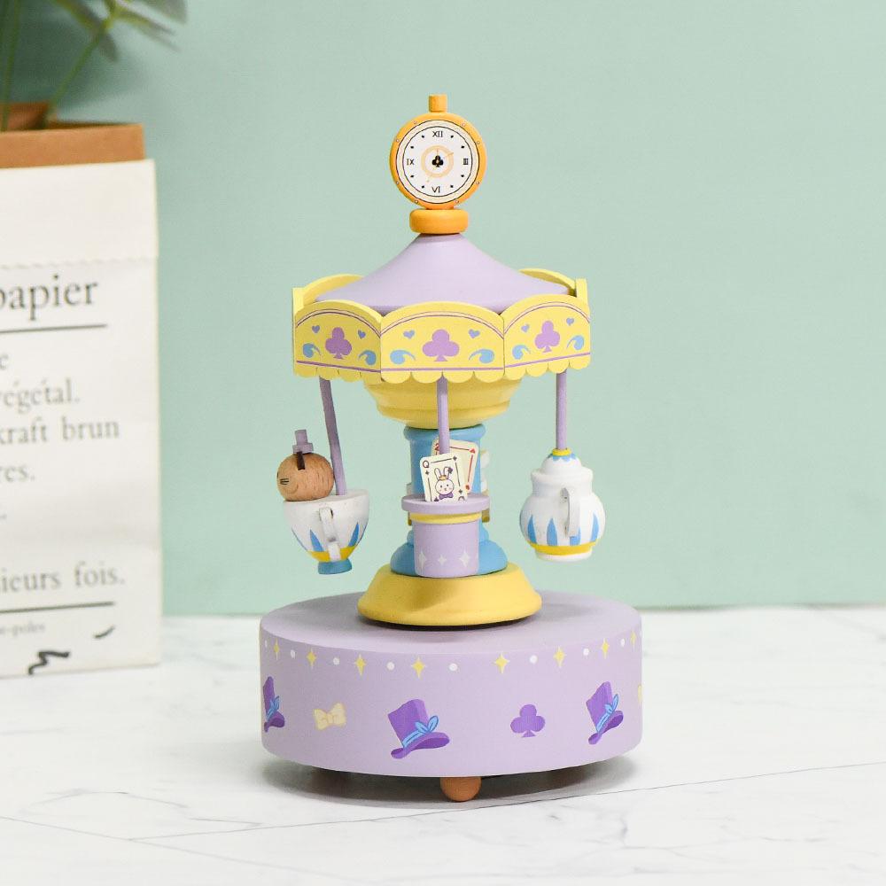Wooden Horse Music Box Romantic Valentine Gift Handmade Wooden Craft Birthday Present