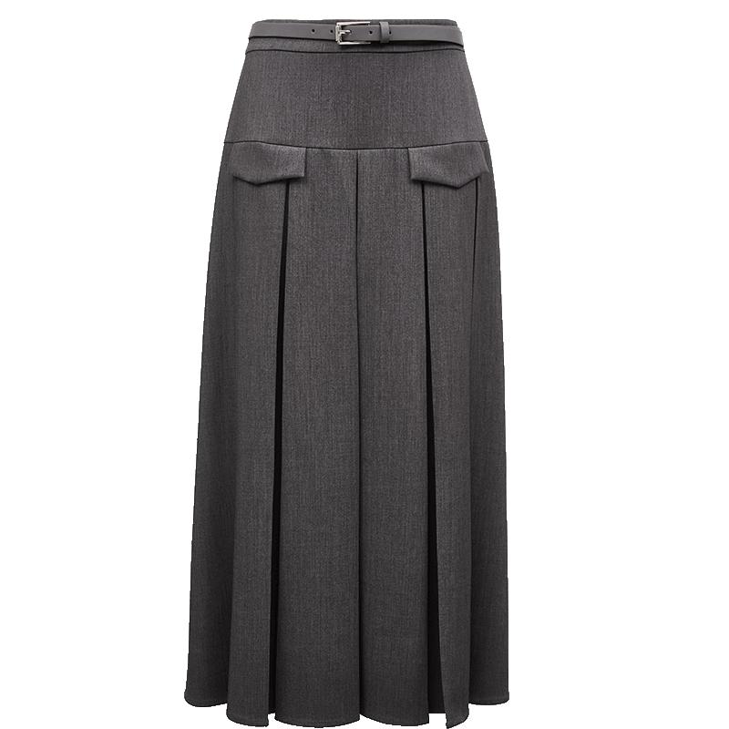 Veromoda 2025 Spring Elegant Pleated Midi Skirt