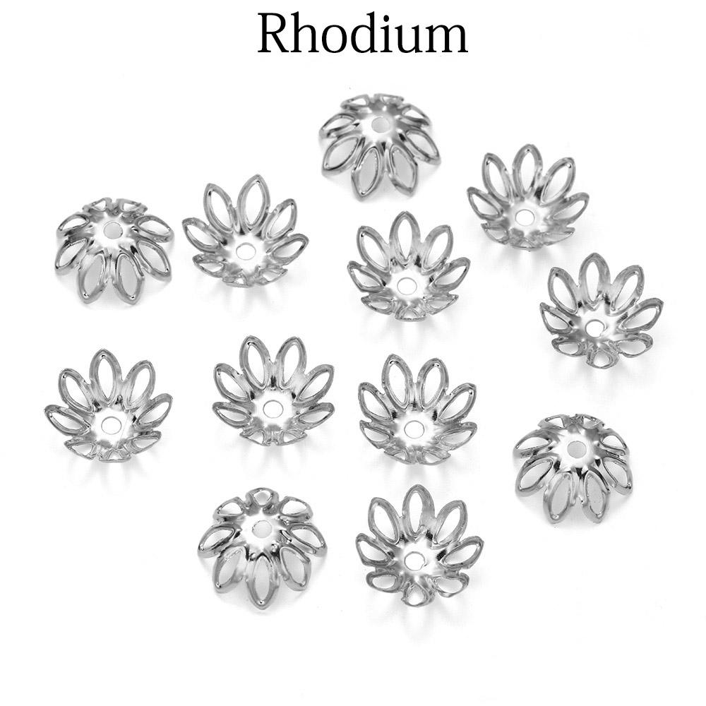 100 Stück/Lot Silve Gold Rhodium Bulk Blumen Perlenkappen für Schmuckherstellung