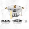 Round Stainless Steel Buffet Stove - Golden Food Warmer for Hotels & Restaurants