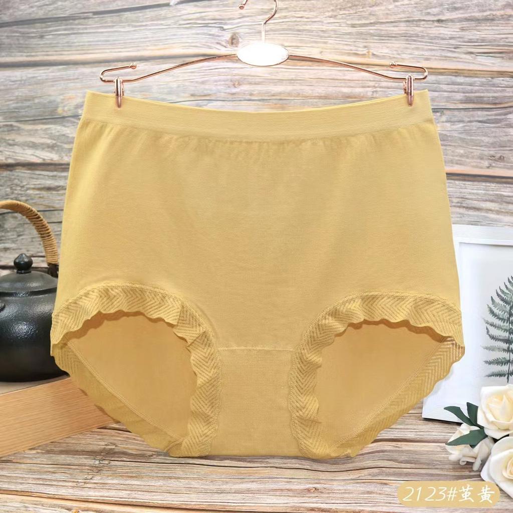 Plus Plus Size Women's Summer Lace Edge Seamless High Waist Briefs