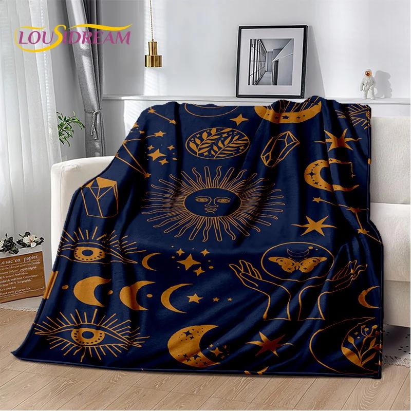 Sun Moon Mandala Magic Witchcraft Tarot Blanket,Soft Throw Blanket for Home Bedroom Bed Sofa Picnic Travel Office Cover Gift Kid