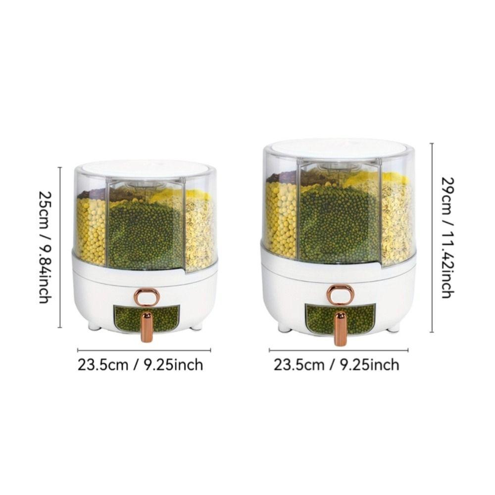 6/10KG Cereal Container 360° Rotating Food Storage Box Portable Grain Storage Dispenser Household