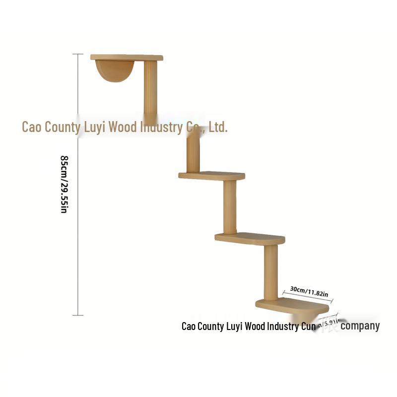 In Stock Wall-Mounted Solid Wood Cat Climbing Frame, Cat Tree, and Scratching Post