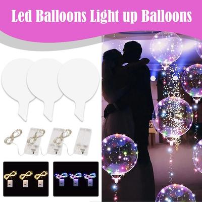 3 Pcs Led Balloons Light Up Balloons Luminous Bobble Ball Warm Light Colorful LED Party Decoration With On/Off Switch