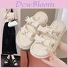 Chic Beige Or Black Platform Sandals For Women With Butterfly Knot Casual Style