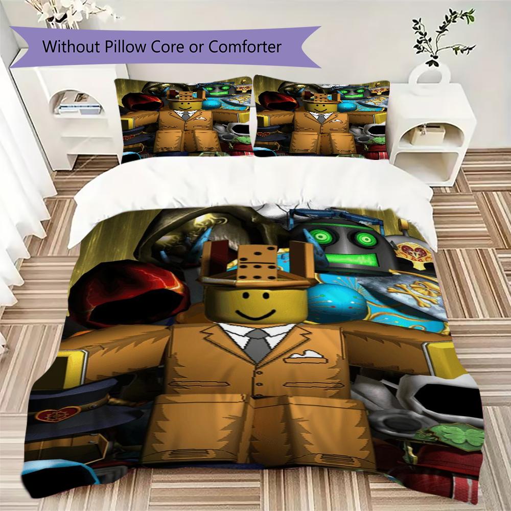 Roblox game Pattern Bedding,Quilt Set Quilt Cover Pillowcase Home Birthday Gift(1 * duvet cover + 2 * pillowcase, without core)_lx