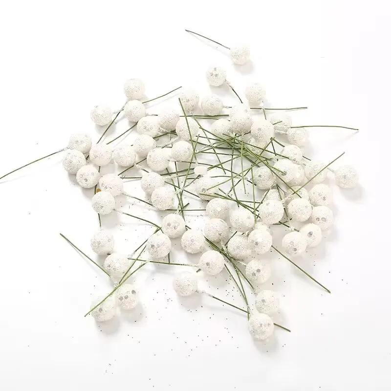 

50 шт. искусственные блестящие ягоды рождественские украшения для дома тычинки вишневые жемчужные ягоды для свадьбы DIY подарочная коробка украшенный венок