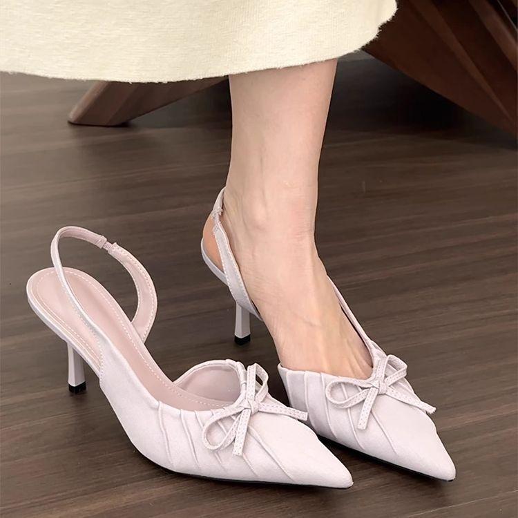 

Нишевые синие босоножки на высоком каблуке с французским бантом на голову, туфли-феи 2025 года, одинарные туфли с юбкой и бантом 35