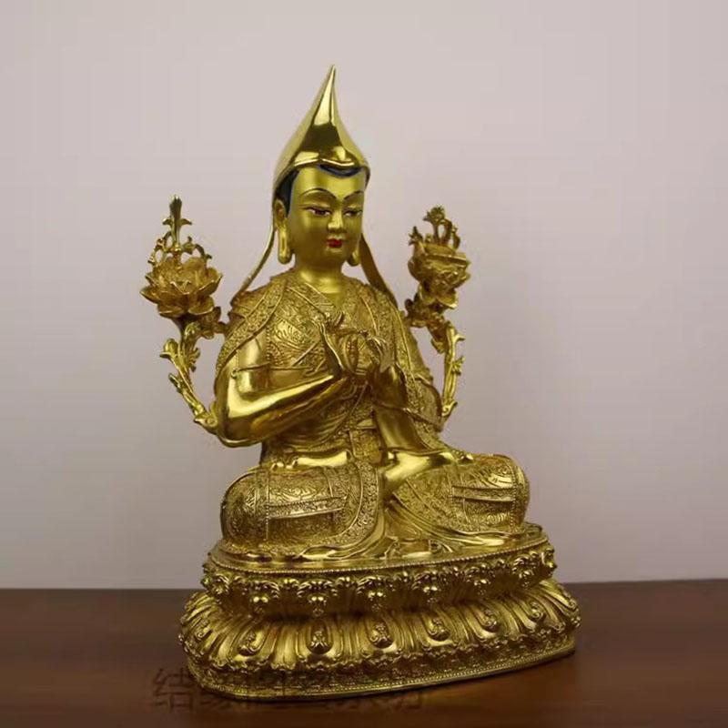 Tsongkhapa-Buddha Statue, 7 Inch/21cm, Copper, Handmade, Buddhist Ornament, Buddha Statue, Vajrayana