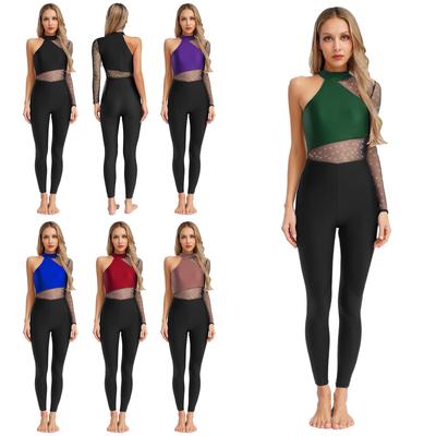 S-XXL Glittering Performance Jumpsuit for Women: Eye-Catching One Shoulder Design with Full Rhinestones & Sheer Mesh Inserts