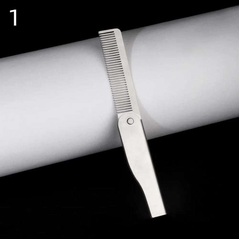 

Складная расческа для бороды из нержавеющей стали, портативная мини-расческа для укладки волос, инструмент для формирования бороды и усов для парикмахера, карманная расческа для волос