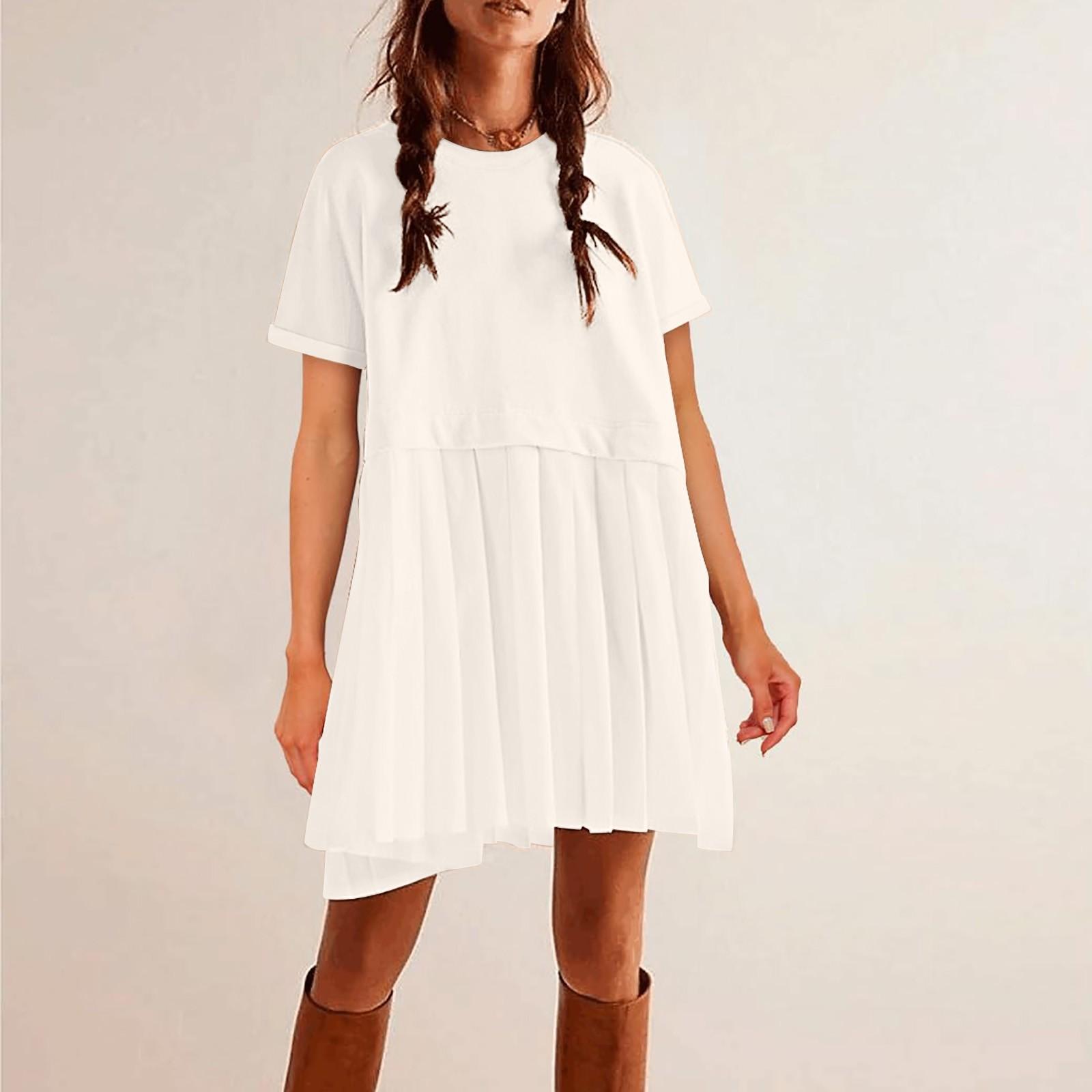 Женское милое плиссированное платье в стиле пэчворк — фото 12