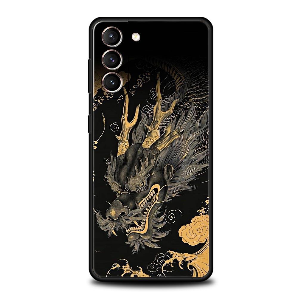 Custodia per Telefono Chinoiserie Fiore Drago Loong per Samsung Galaxy S26 S25 S24 S23 S22 S20 S21 FE Ultra S25 Edge Plus Cover Morbida in TPU