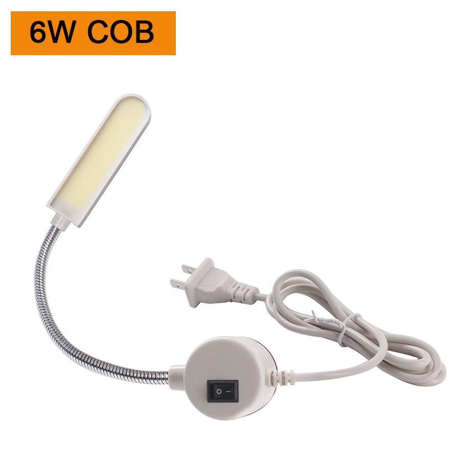 

6 Вт COB швейная машина светодиодная лампа гибкая гусиная шея промышленная лампа AC110V-250V магнитное основание рабочая лампа для сверлильных станков US Plug белый