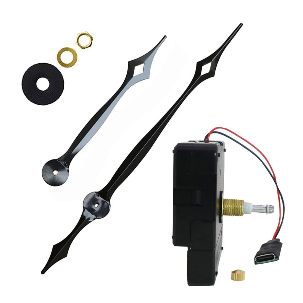 Clock Mechanism Replacement Kits Long Extension Cable and USB Charging Port Clock Hands DIY Watch Repair Accessories