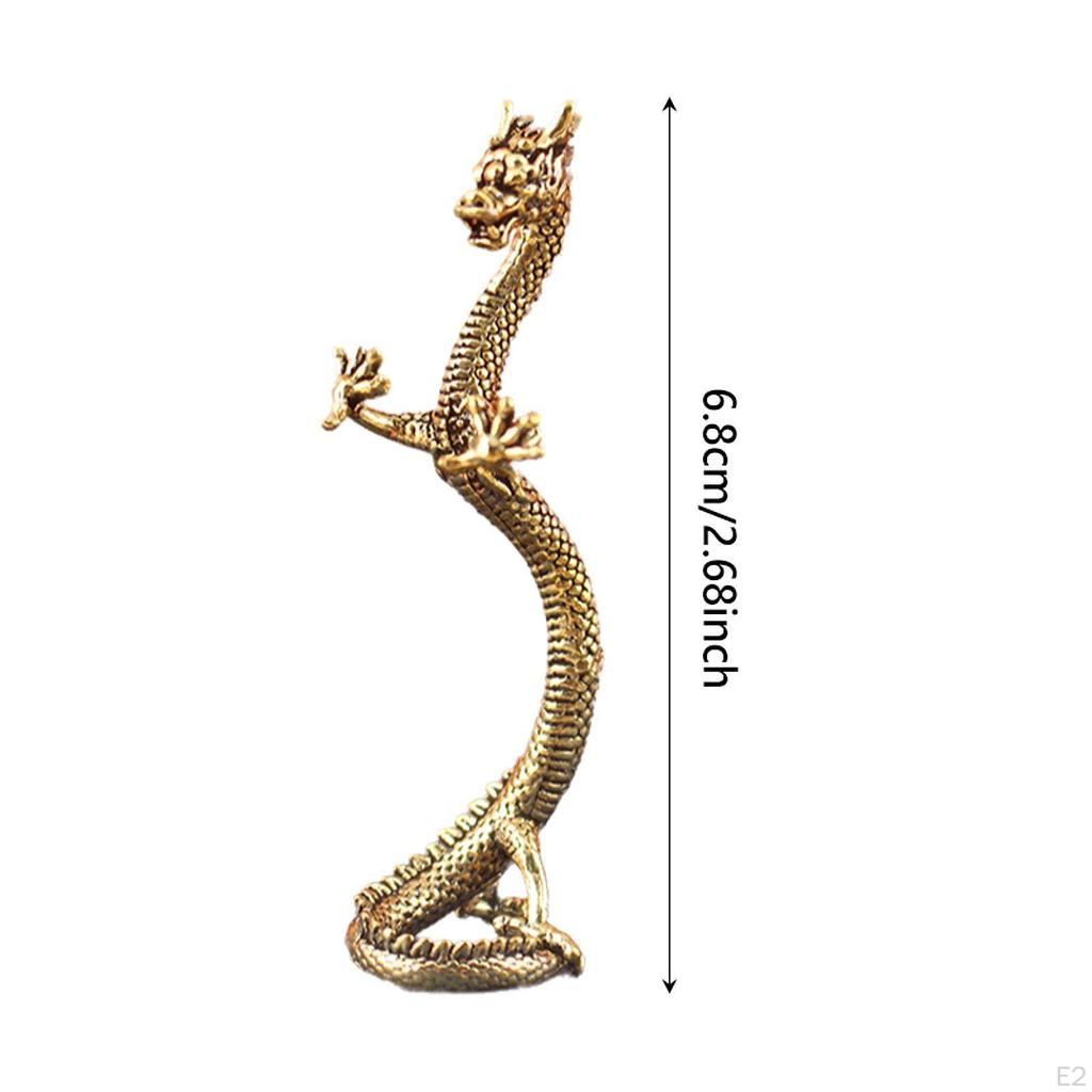 Miniature Brass Dragon Statue Animal Collection Sculpture Decoration Figurine