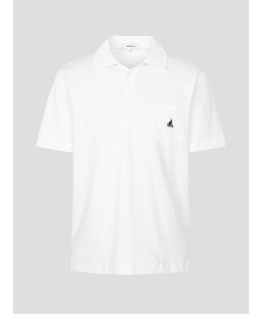 Binpolmen Cotton Linen Open-Neck T-Shirt White