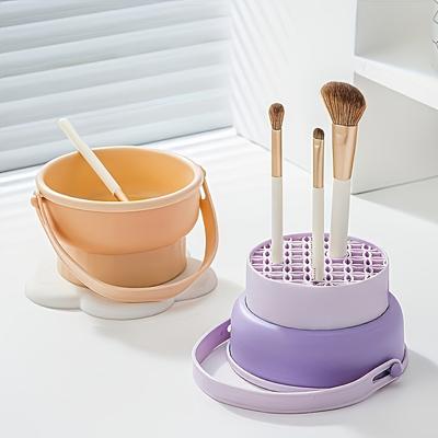 Makeup Brush Silicone Cleaning Bowl, Beauty Sponge & Brush Cleaner Mat, Drying Rack For Makeup Tools, 1pc
