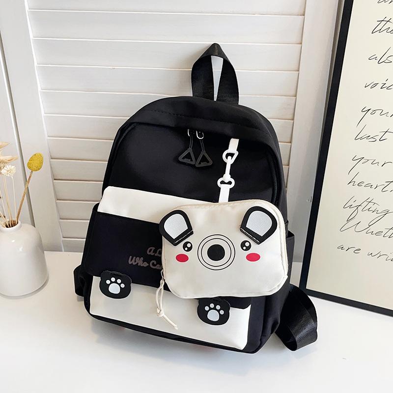 

New children s backpack cartoon cute children s schoolbag kindergarten two-piece set splicing small backpack чёрный