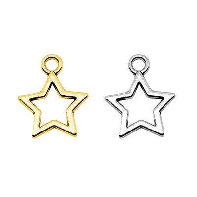 Accesorios Populares de Aleación para Bricolaje Colgante de Estrella Hueca de Cinco Puntas Materiales para Pulsera Hecha a Mano, Collar, Pendiente, Clip