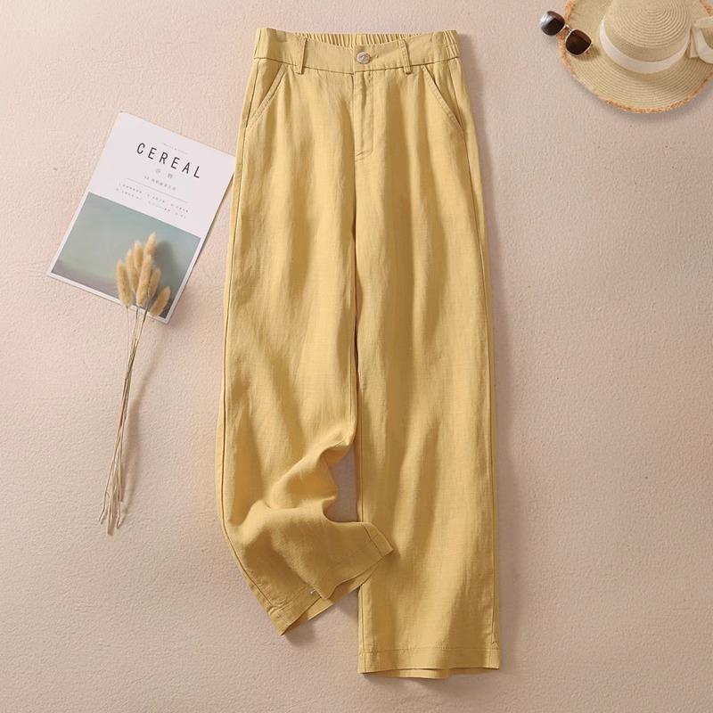 

2025 Весна/Лето Женские Прямые Льняные Брюки Петит: Удобная, свободная и стройнящая посадка по прямой ноге 2XL (125-135 jin)