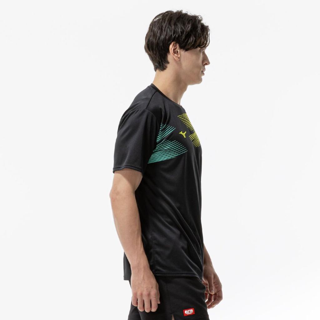 Table Tennis Wear Game Black X Size M [Mizuno] Shirt, Sweat-wicking, Quick-drying, 82JAD111, Unisex, Yellow,