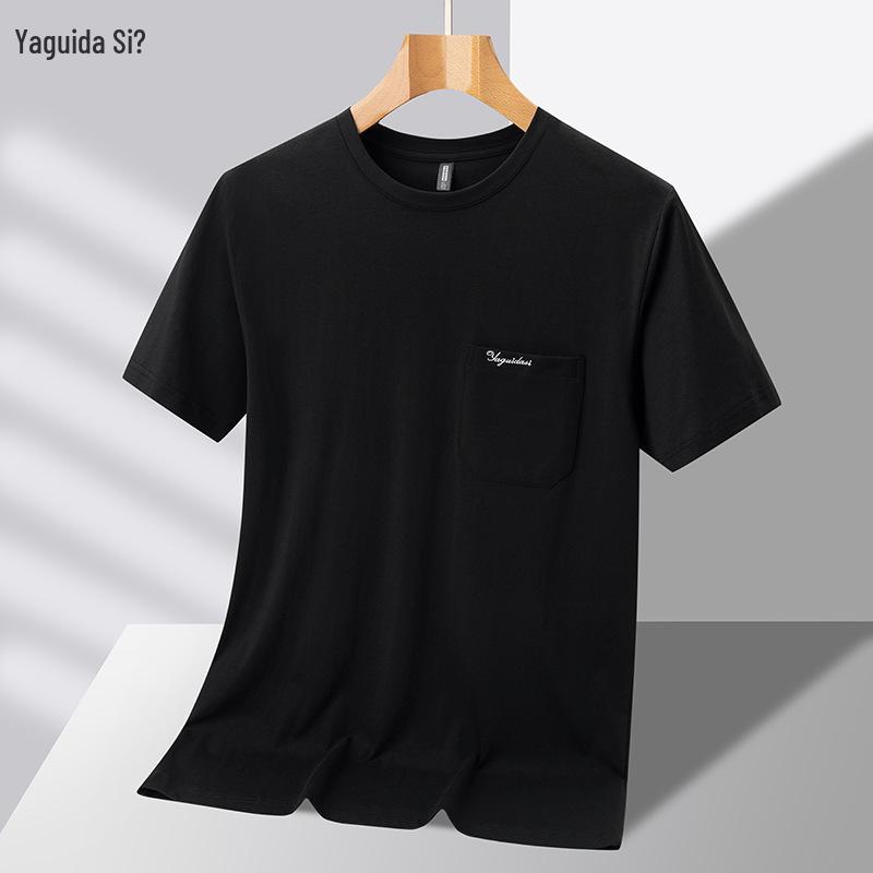 

Чоловіча футболка з чистої бавовни з коротким рукавом та круглим вирізом для чоловіків середнього та похилого віку 2025 M (50-60 kg)