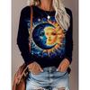 Womens Loose Fit Long Sleeve Round Neck Tee With 3D Peacock Cat Print - Milk Silk Fabric 2025 Casual Top