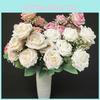 Silk Rose Realistic Bouquet 9 Stems Wedding Photography Props Decoration Home
