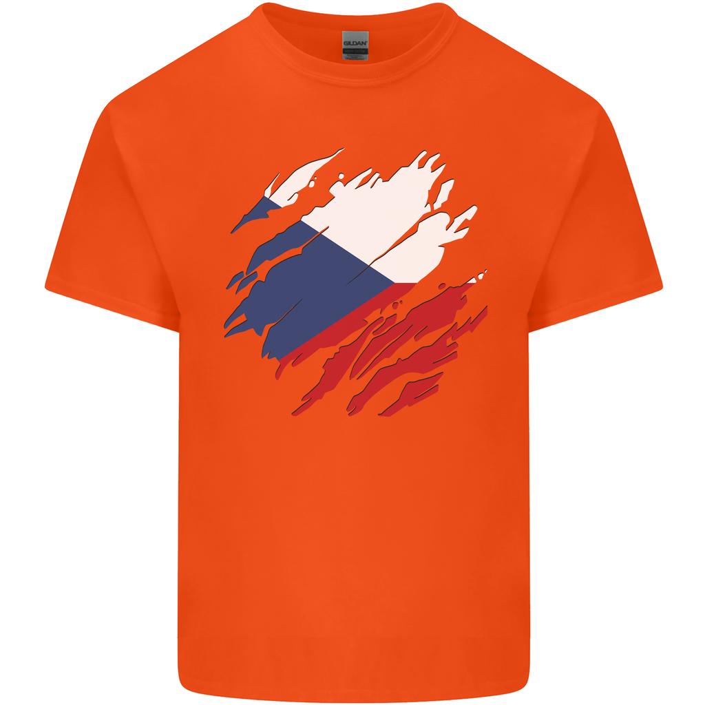 Torn Czechia Flag Czech Republic Day Football Unisexs Light Cotton TShirt