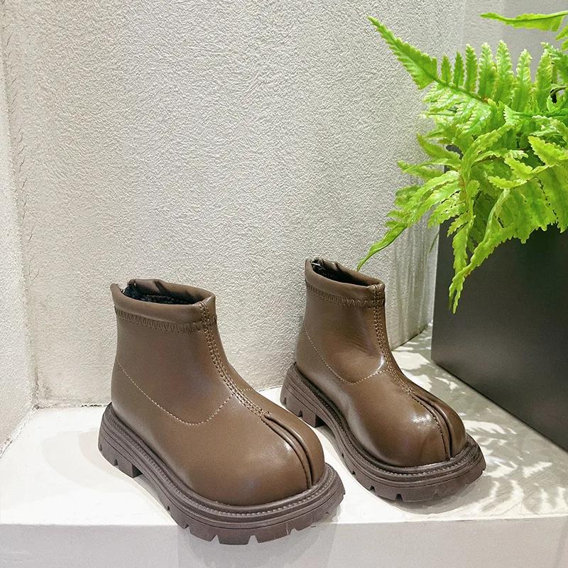 

Девочка Детские Ботинки Зимние Однотонные Малыши Хлопковые Ботинки Модные Повседневные Детские Универсальные Ботильоны Теплый Плюш Боковая Молния 21 коричневый