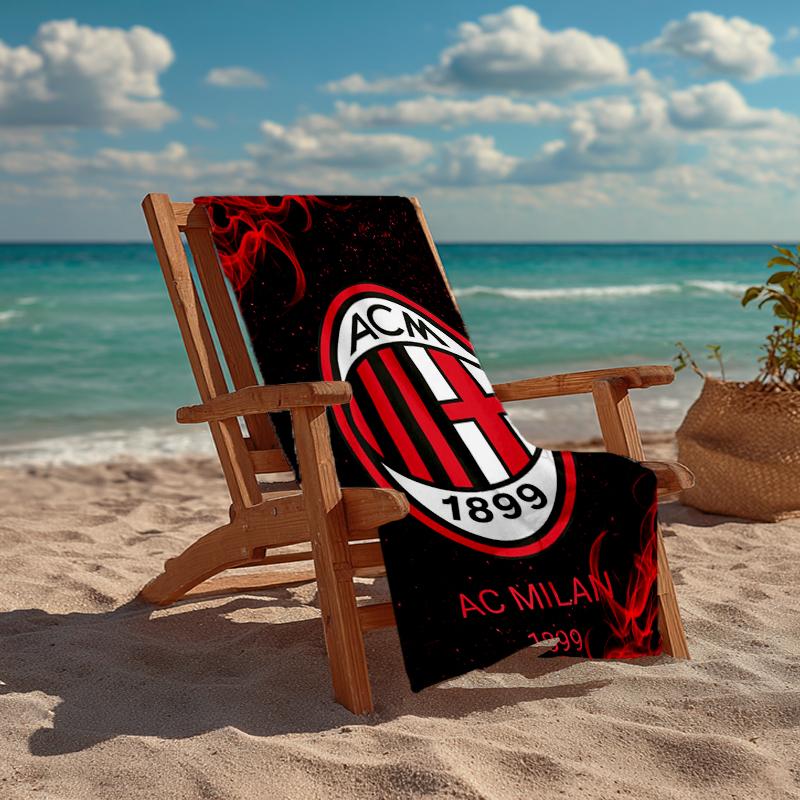 Ultra-Soft Beach Towel with AC Milan Theme,Ideal for Pool - Camping, Diving - Perfect Travel Essential, Vibrant Beach Towel.