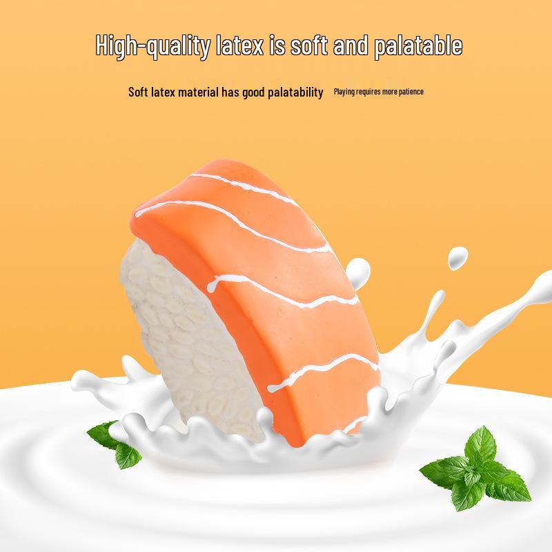 Salmon Sushi-Shaped Squeaky Latex Dog Chew Toy