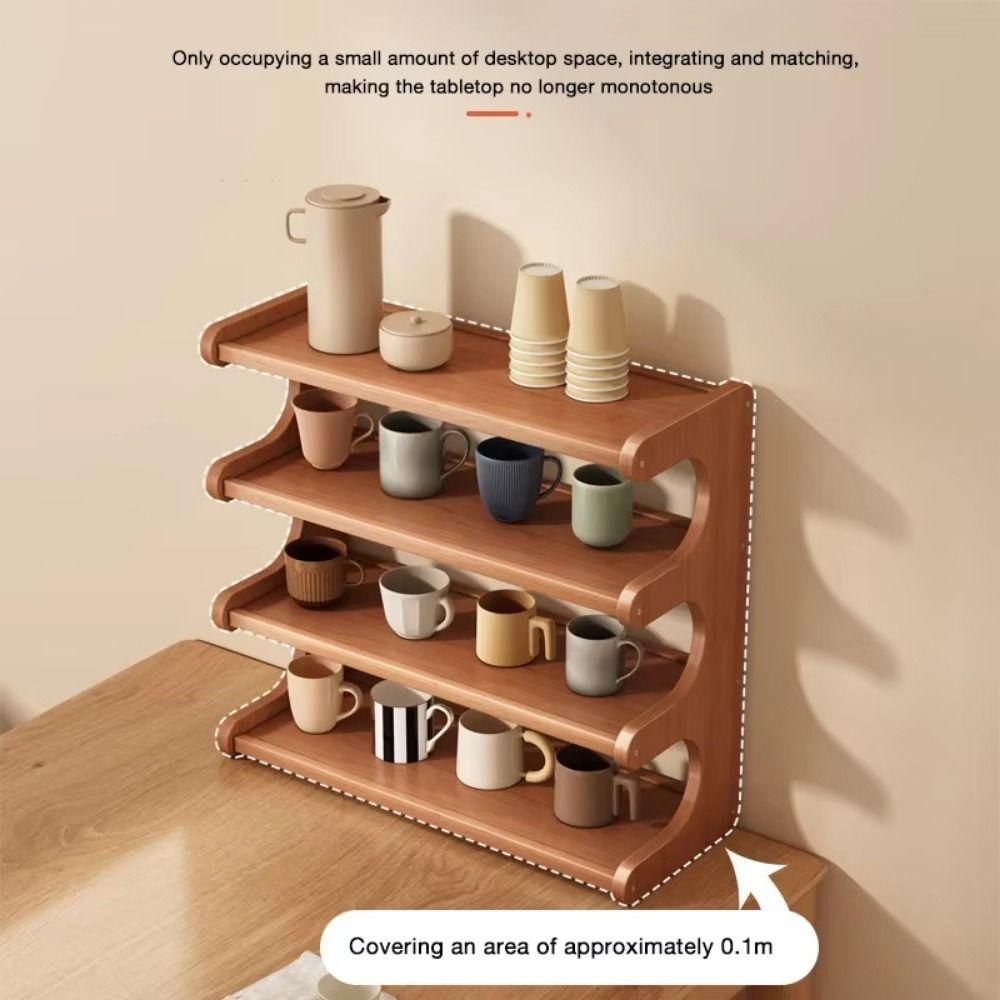 2/3 Tiers Desktop Storage Rack Space-saving Compact Wood Tabletop Stand Multi-functional Easy-to-assemble Simple Shoe Organizer