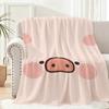 L-lulu Pig Throw Lightweight 240g Flannel Blanket Soft Skin-friendly for Summer Cooling