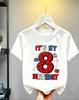 1-10 Years Birthday Spiderweb Gift Hero Print Cotton Short-Sleeve T-Shirt, Suitable for Boys and Girls Daily Wear