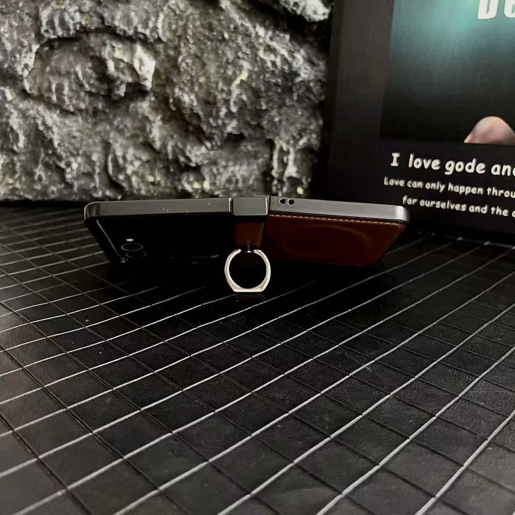 Skórzany etui typu ring do Samsung Galaxy Z Flip 7 6 5 Fold biznesowe Modne z obsługą ładowania bezprzewodowego Magsafe Pokrowiec ochronny