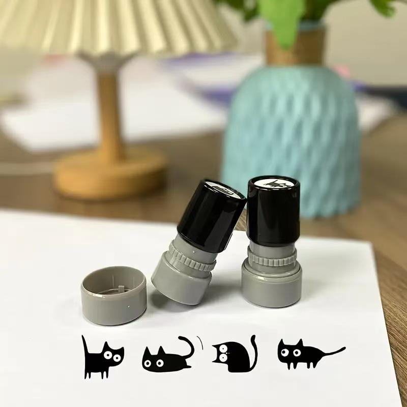 4 Styles Cute Cartoon Stamps Lovely Small Black Cat Stamp DIY Scrapbooking Decoration Diary Collage Stationery Bview Art Gift