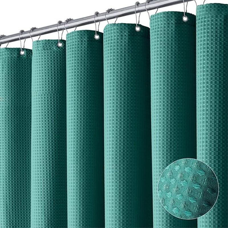1pc Waterproof Shower Curtain Plain Waffle Mildew-proof Shower Curtain Bathroom Partition Curtain Home Living Room Decoration