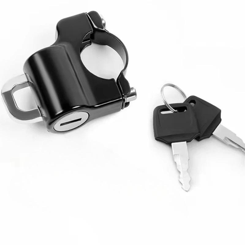 

Anti-theft Metal Helmet Lock - Handlebar Mount Universal 22mm-26mm for Motorcycle & Electric Motorbike with Keys чёрный