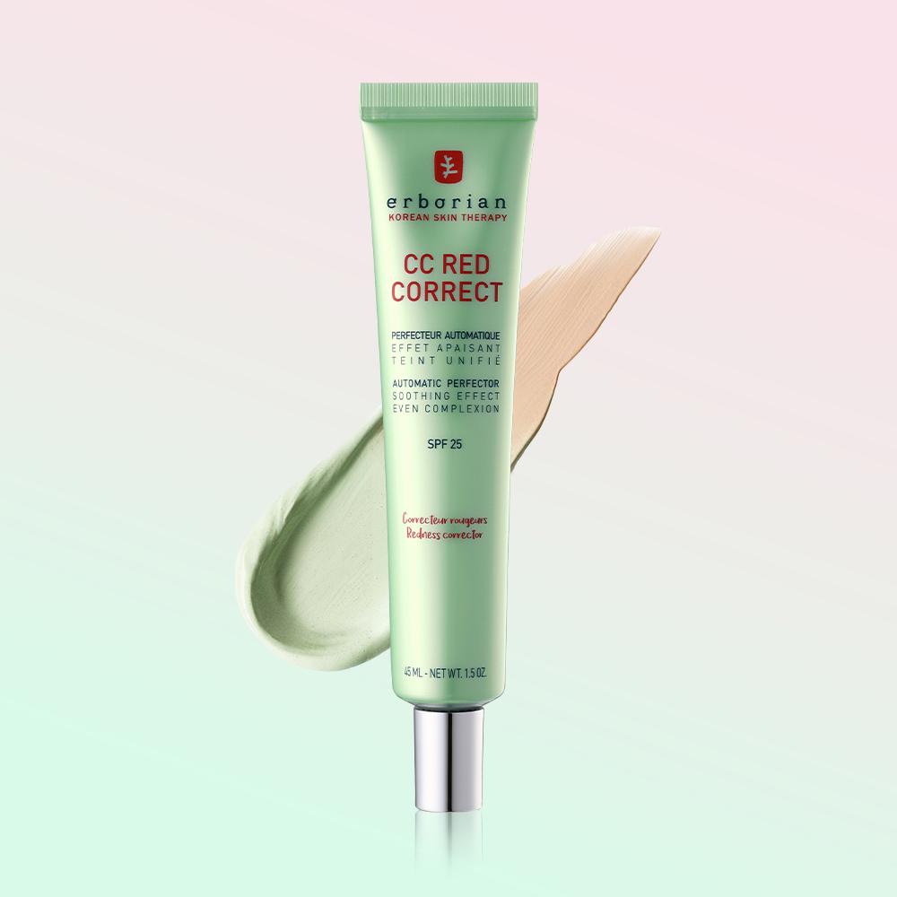 Erborian Red Correct CC Cream SPF25 45ml – Tone Adjusting CC Cream, Redness Care, Skin Soothing Formula, Korean