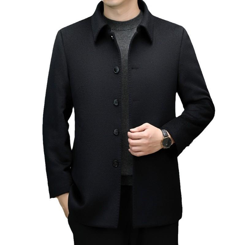 Mens Wool Overcoat With Removable Down Inner Liner Winter Business Casual Thick Warm Coat