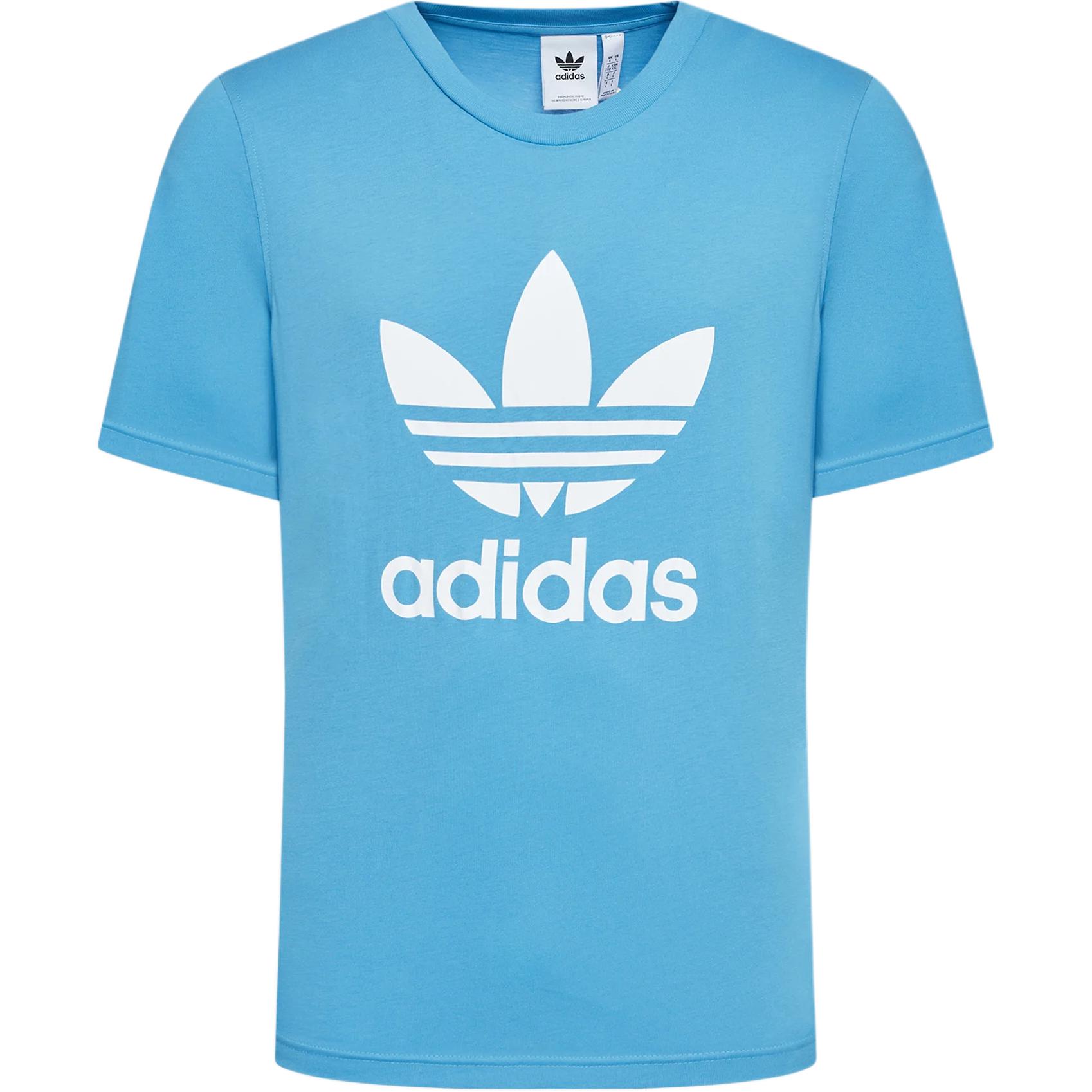 Adidas Originals T Shirts Men s Blue Crew Neck Moderate Straight Fit HE9513 J/M